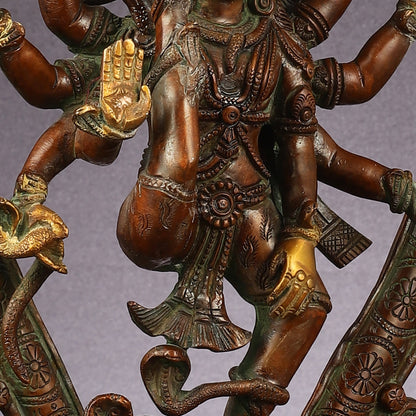 Pure Brass Urdhava Tandava Nataraja Statue - 16.5 Inch Sculpture - Budhshiv.com