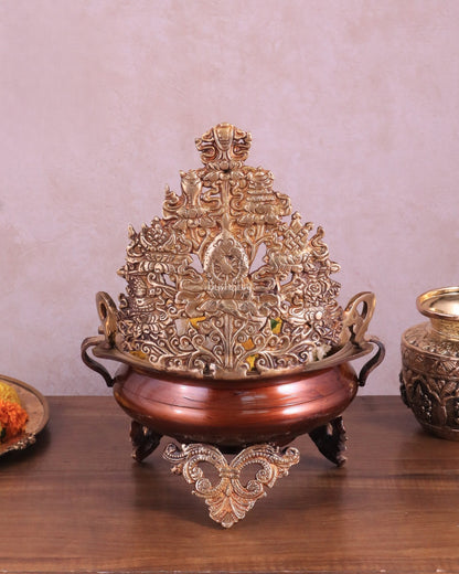 Pure Brass Urli Bowl Antique Style | 12 inch dual tone - Budhshiv.com