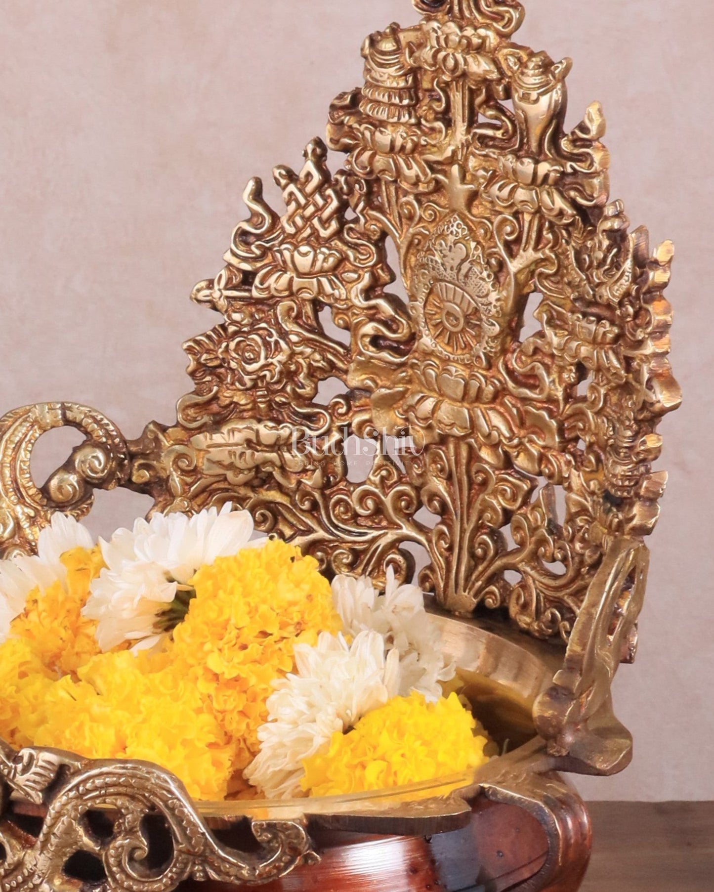 Pure Brass Urli Bowl Antique Style | 12 inch dual tone - Budhshiv.com