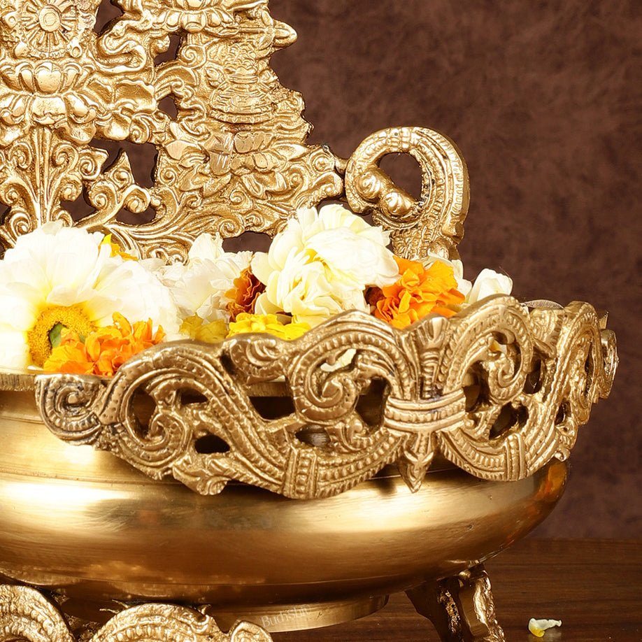 Pure Brass Urli Bowl Antique Style | 12 inch - Budhshiv.com