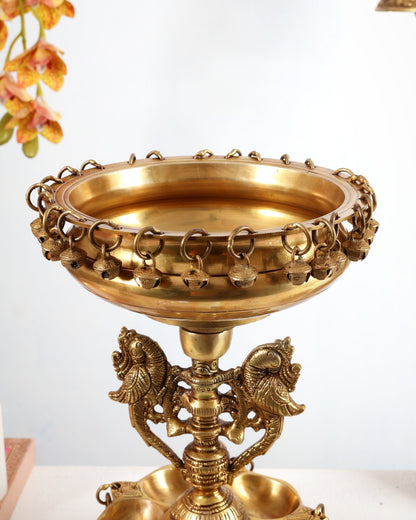Pure Brass Urli with Stand Diyas | 13 Inch - Budhshiv.com