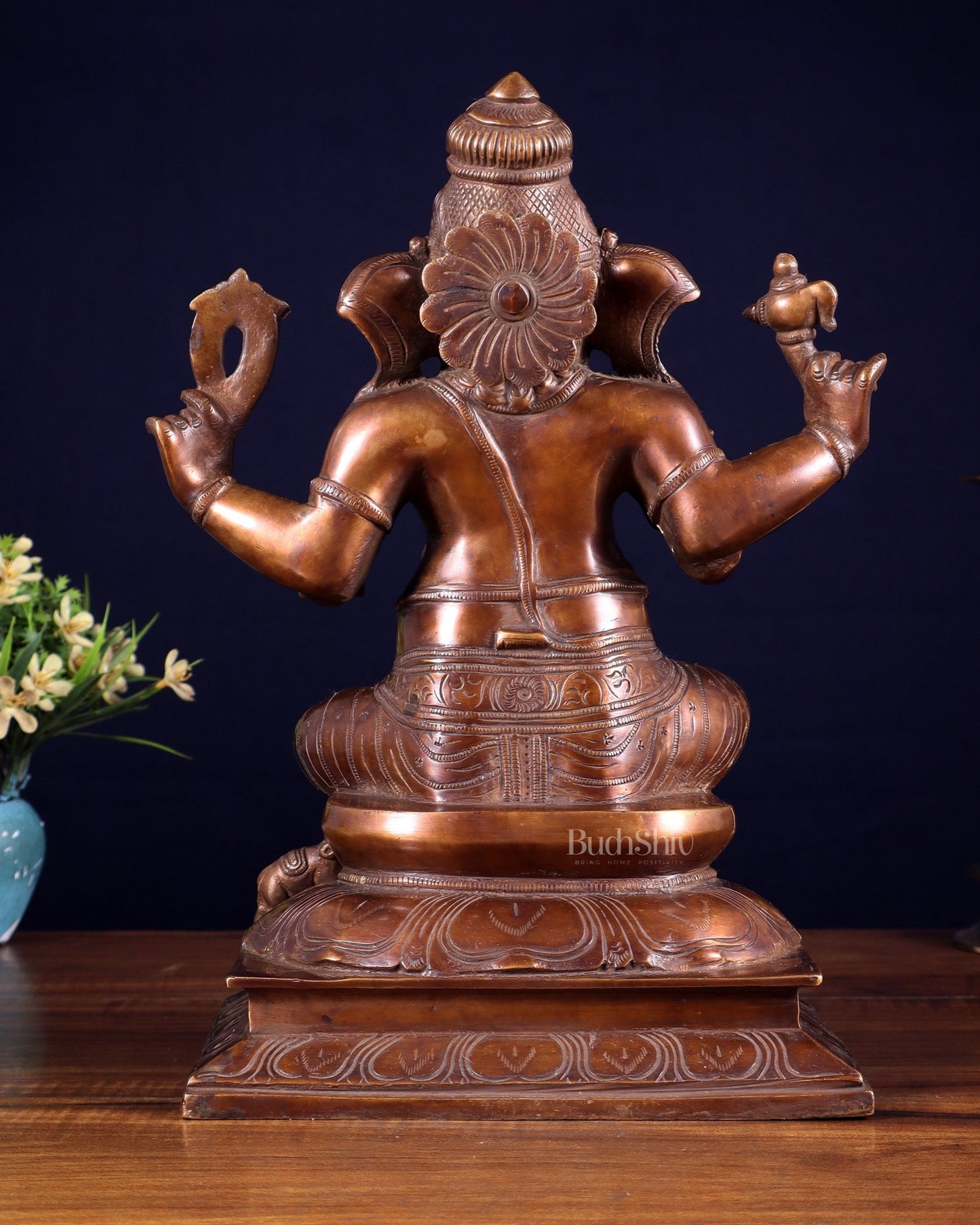 Pure Brass Valampuri Ganesha with Right Trunk – Chola Style, 12 Inch - Budhshiv.com
