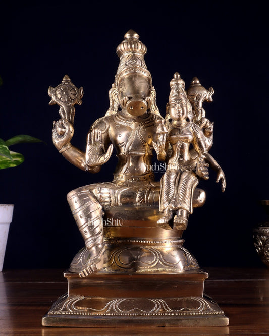 Pure Brass Varaha Lakshmi Statue 9.5" - Budhshiv.com
