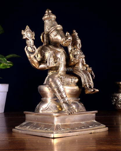 Pure Brass Varaha Lakshmi Statue 9.5" - Budhshiv.com