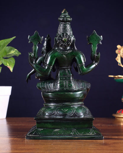 Pure Brass Varaha Lakshmi Statue – Agate green Tone 9.5" - Budhshiv.com