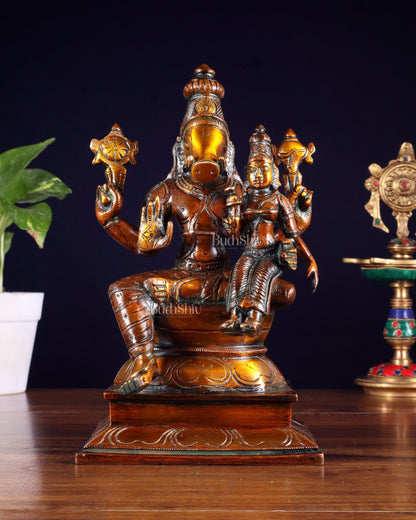 Pure Brass Varaha Lakshmi Statue – Antique Chola Tone 9.5" - Budhshiv.com