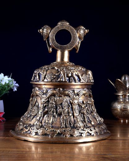 Pure Brass Vishnu Dashavatar Hanging Temple Bell | Heavy Mandir Ghanta | BudhShiv - Budhshiv.com
