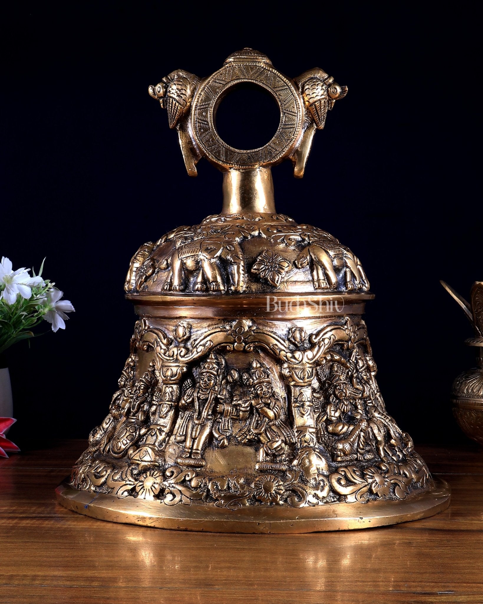 Pure Brass Vishnu Dashavatar Hanging Temple Bell | Heavy Mandir Ghanta | BudhShiv - Budhshiv.com