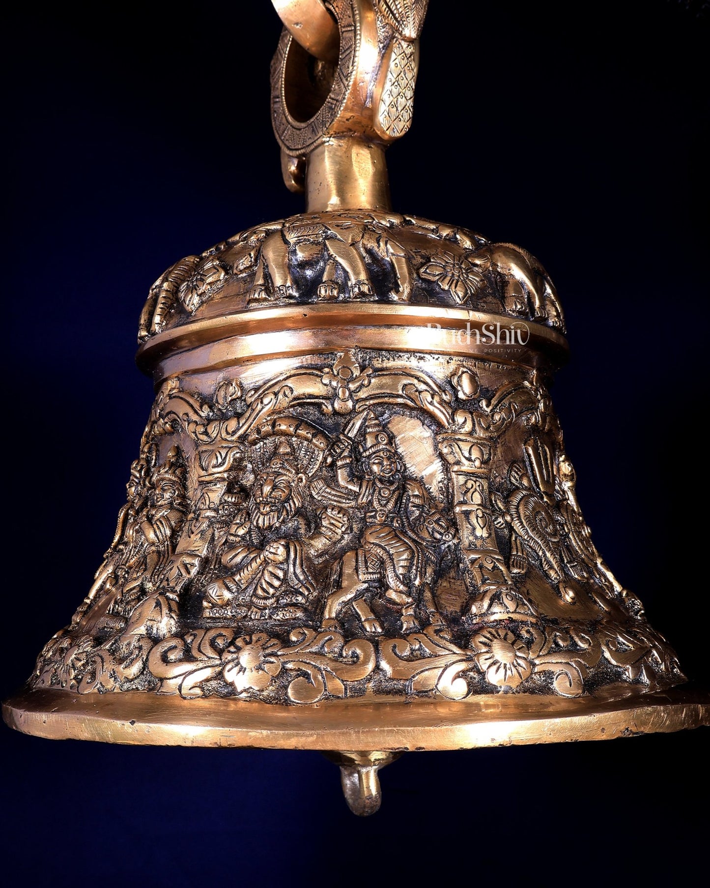 Pure Brass Vishnu Dashavatar Hanging Temple Bell | Heavy Mandir Ghanta | BudhShiv - Budhshiv.com