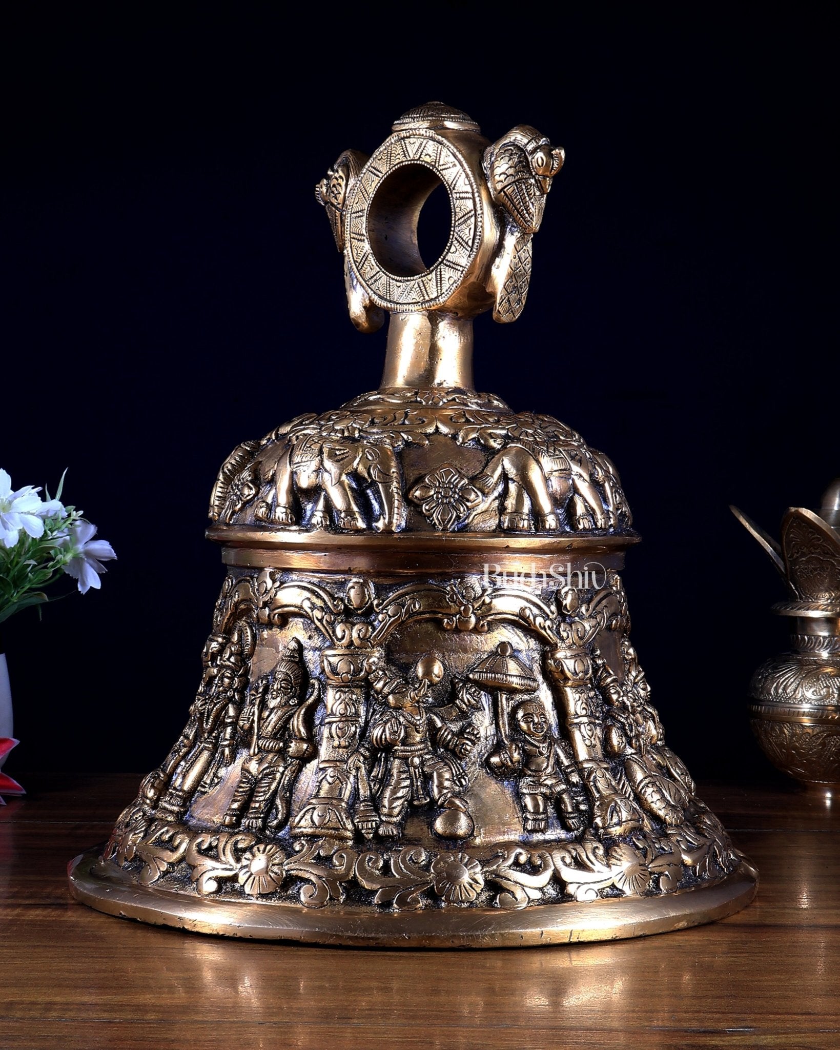 Pure Brass Vishnu Dashavatar Hanging Temple Bell | Heavy Mandir Ghanta | BudhShiv - Budhshiv.com