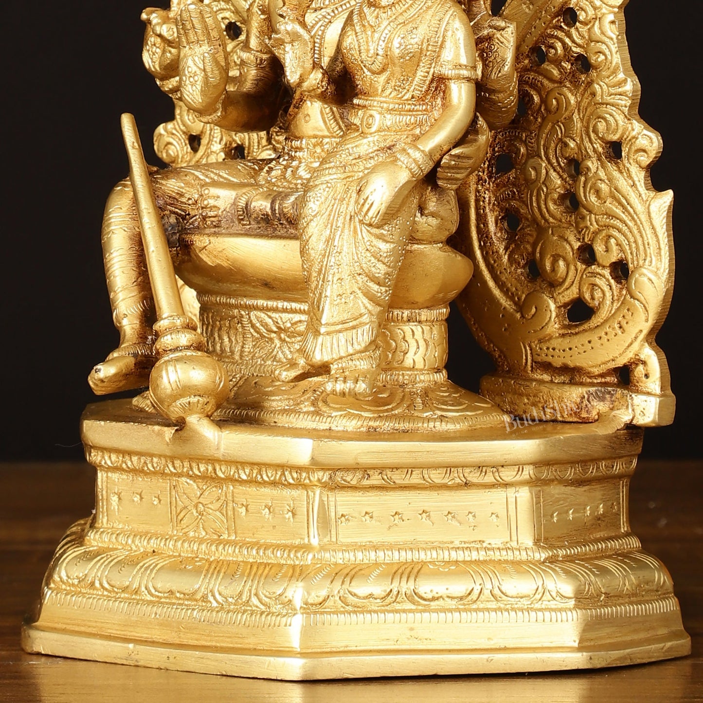 Pure Brass Vishnu Lakshmi Idol Seated on Sheshanaaga - 10" Divine Sculpture - Budhshiv.com