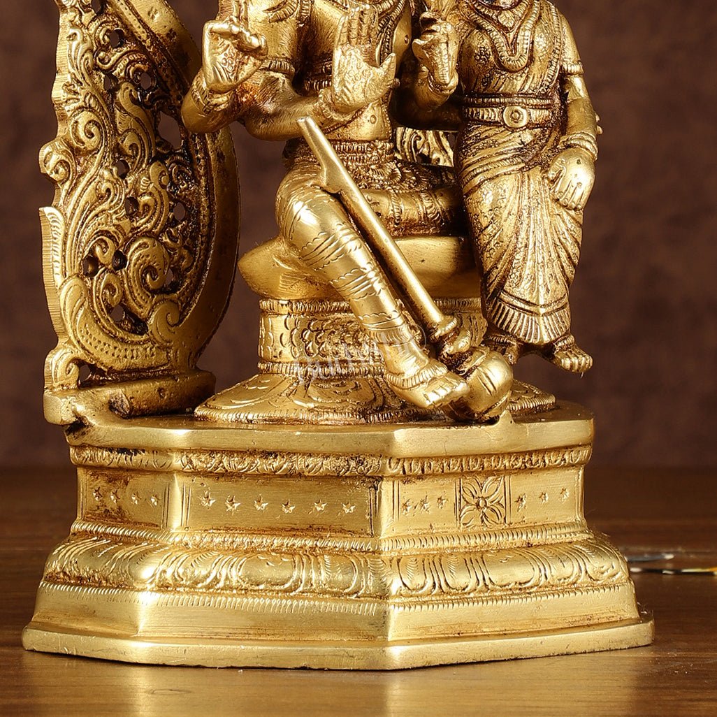 Pure Brass Vishnu Lakshmi Seated on Sheshanaaga Idol 10 inch - Budhshiv.com