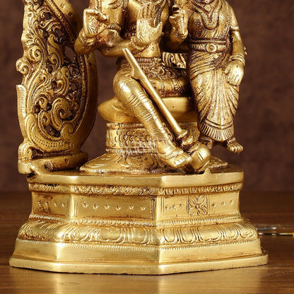 Pure Brass Vishnu Lakshmi Seated on Sheshanaaga Idol 10 inch - Budhshiv.com