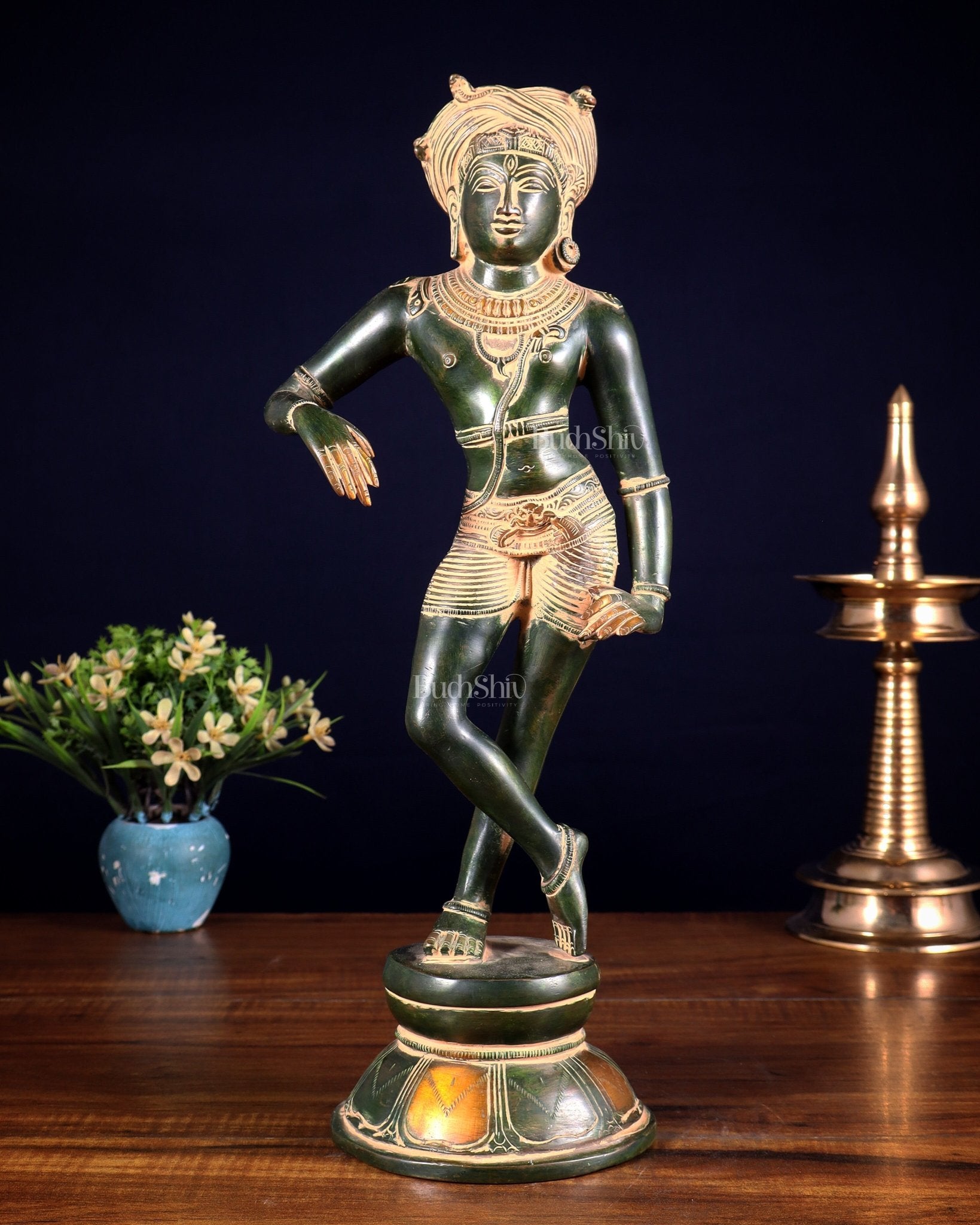 Pure Brass vrishava vahan Shiva Statue green patina 15 inch - Budhshiv.com