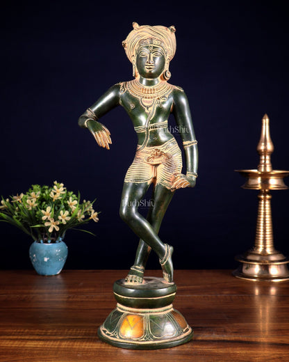 Pure Brass vrishava vahan Shiva Statue green patina 15 inch - Budhshiv.com