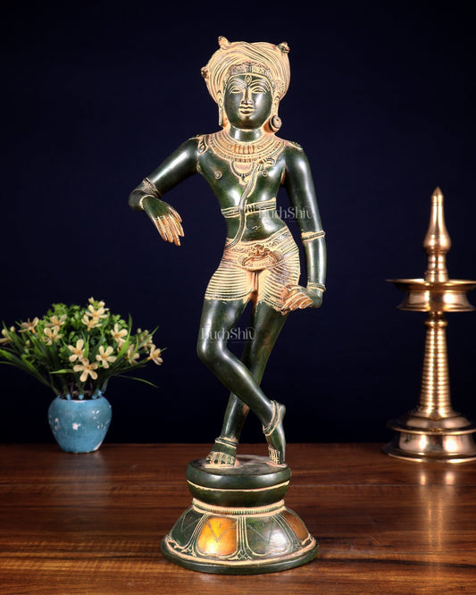 Pure Brass vrishava vahan Shiva Statue green patina 15 inch - Budhshiv.com
