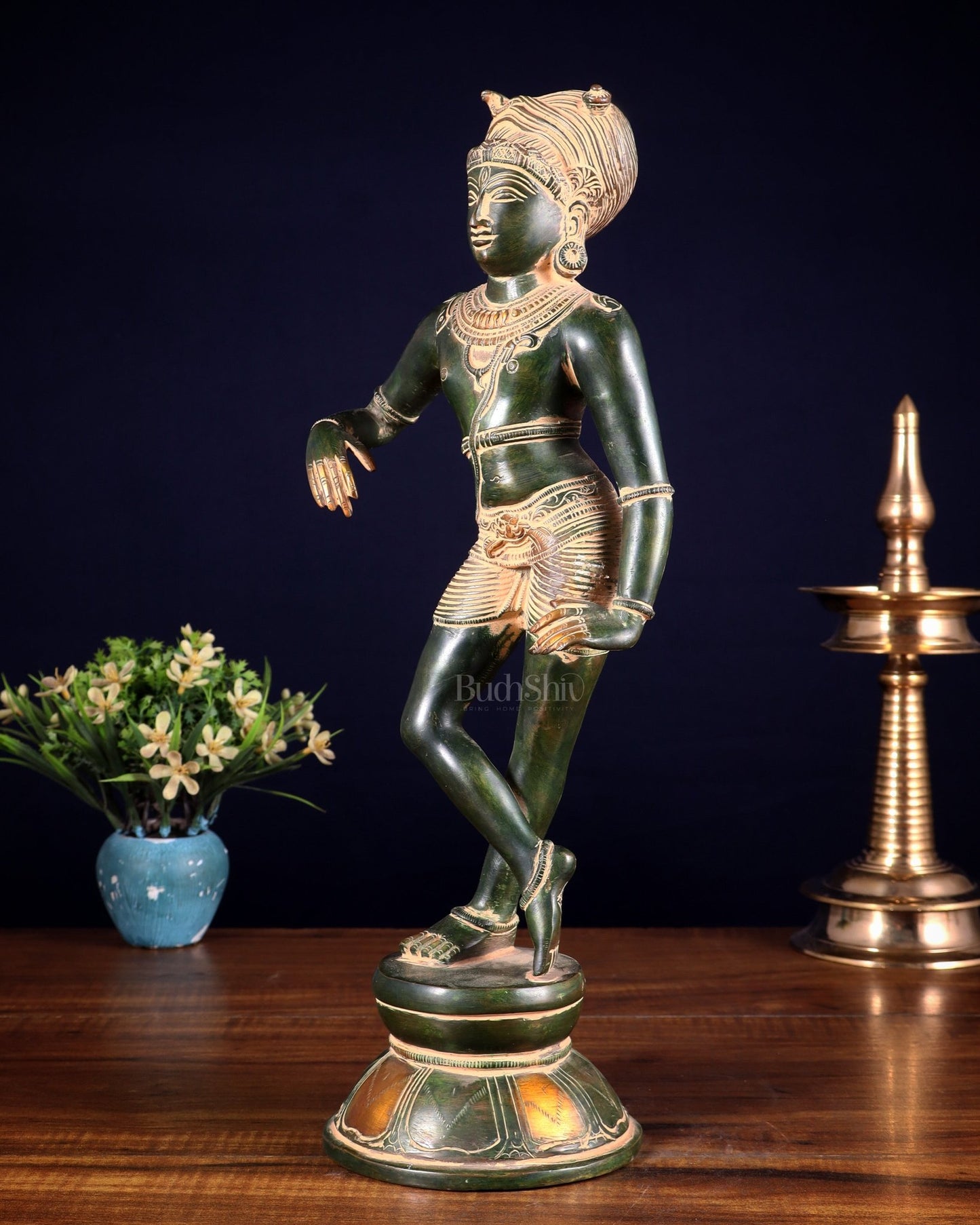 Pure Brass vrishava vahan Shiva Statue green patina 15 inch - Budhshiv.com