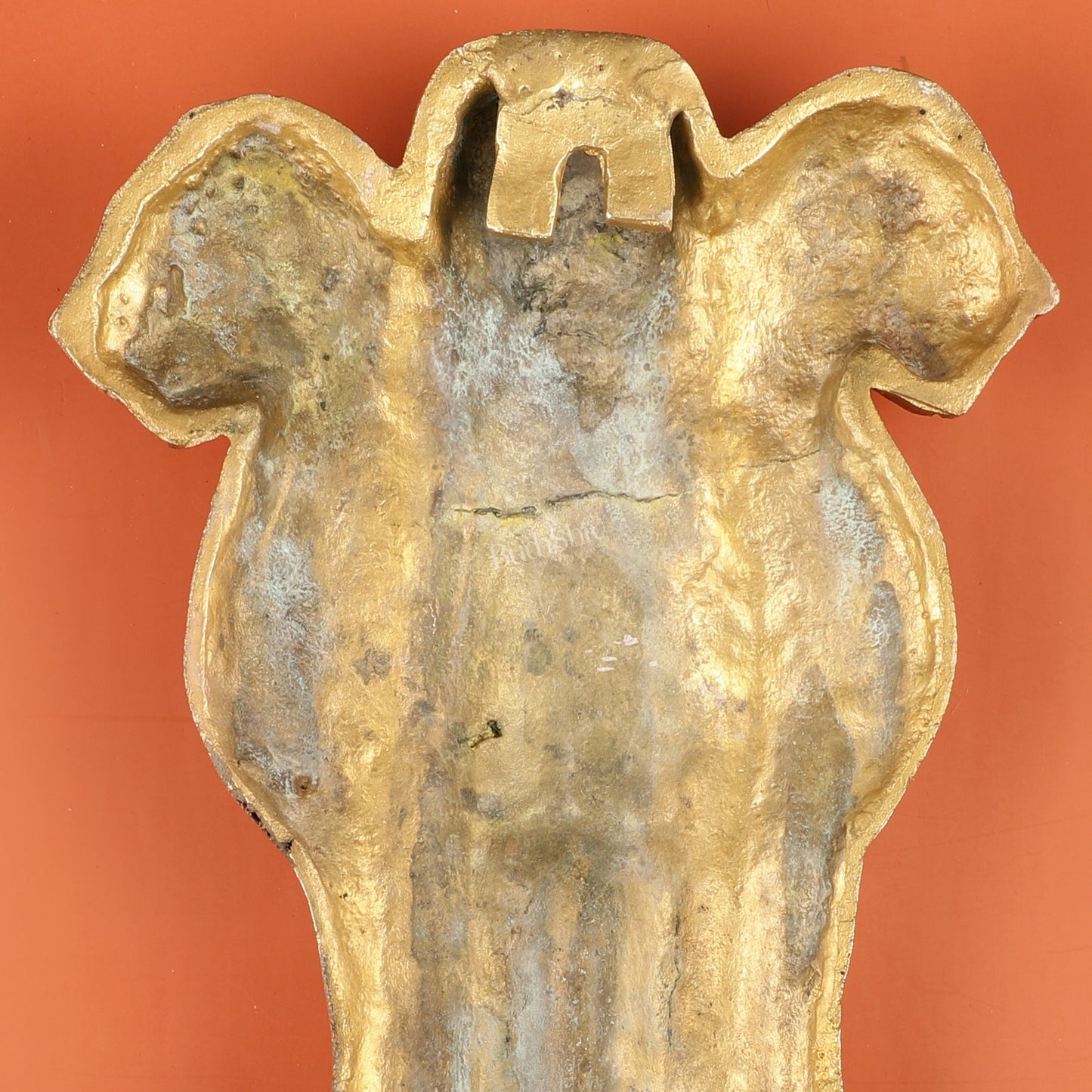 Pure Brass Wall Hanging Ashoka Lion Symbol - 16 Inch - Budhshiv.com