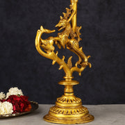 Pure Brass Yali Candle Holder 9" - Budhshiv.com