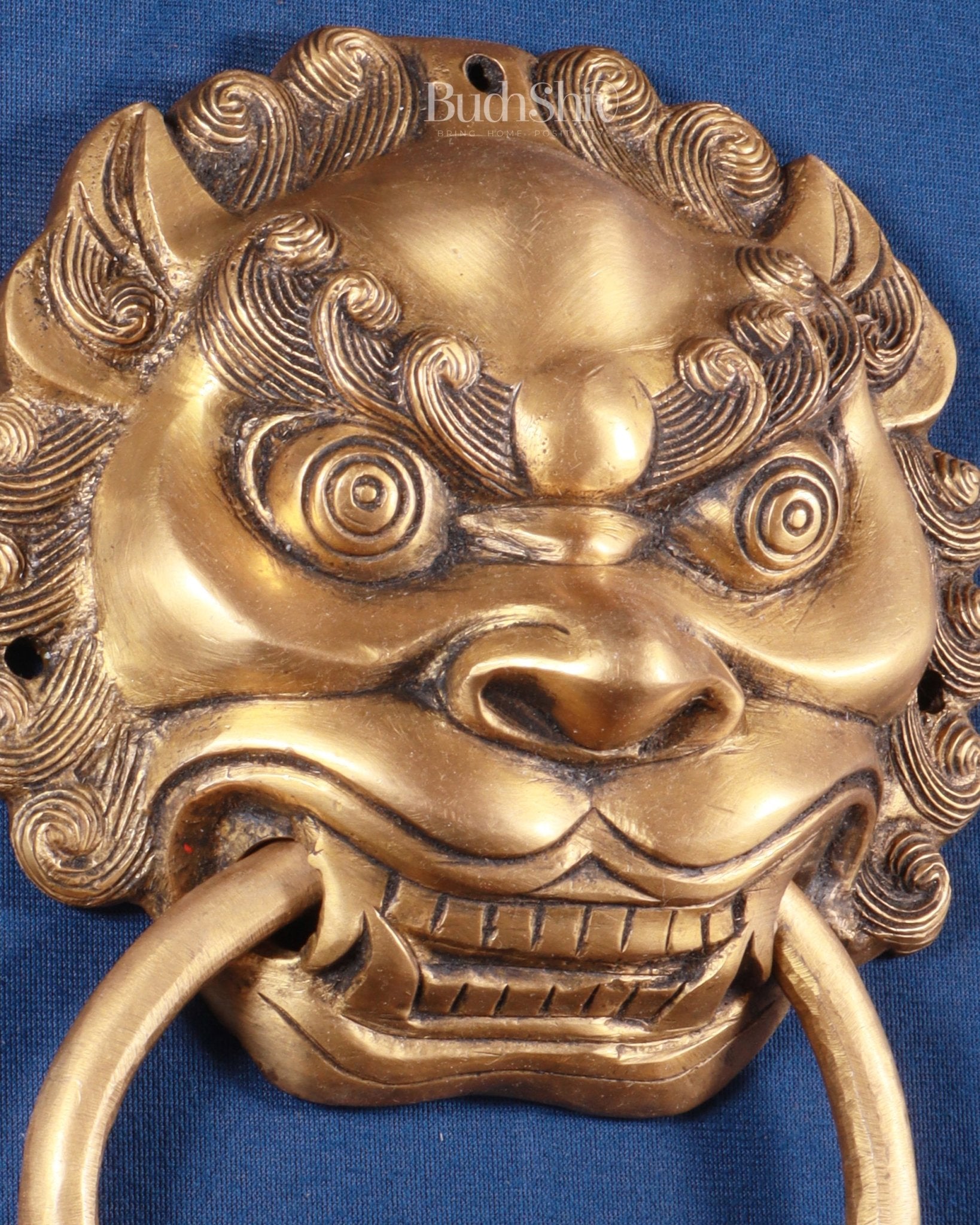Pure Brass Yali Door Knocker – 9.5 Inch - Budhshiv.com