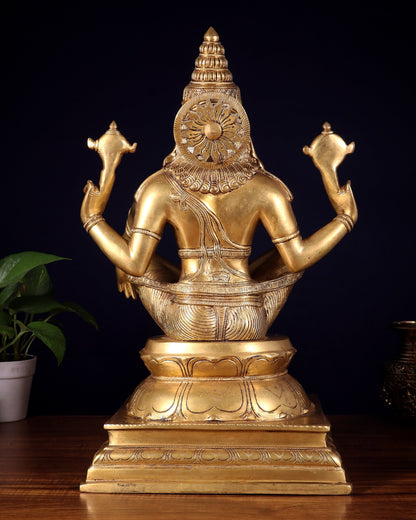 Pure Brass Yog Narasimha Large Sculpture - 19" - Budhshiv.com