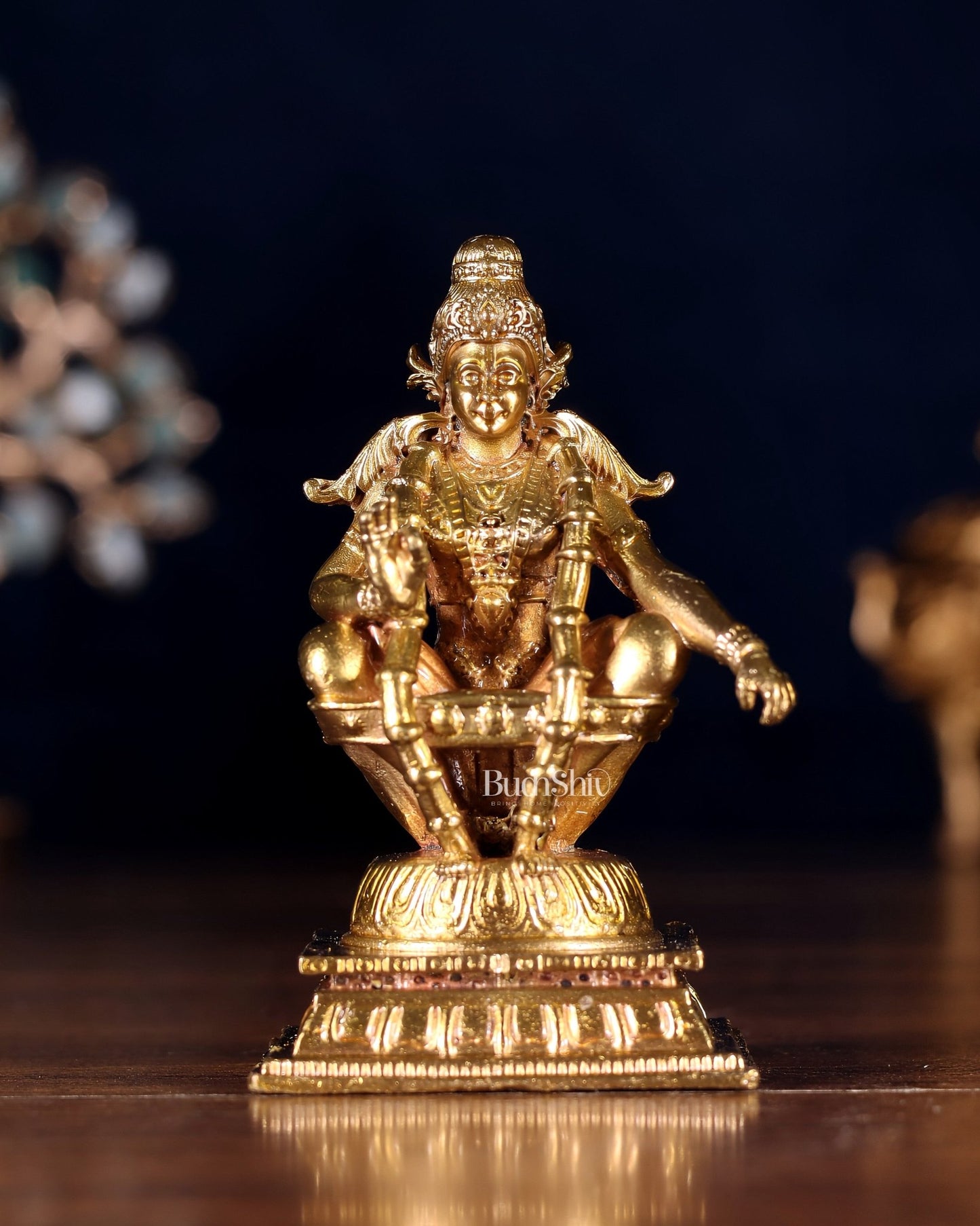 Pure Bronze Ayyappan Swamy Idol | 3" (7.6 cm) Panchaloha Vigraha - Budhshiv.com