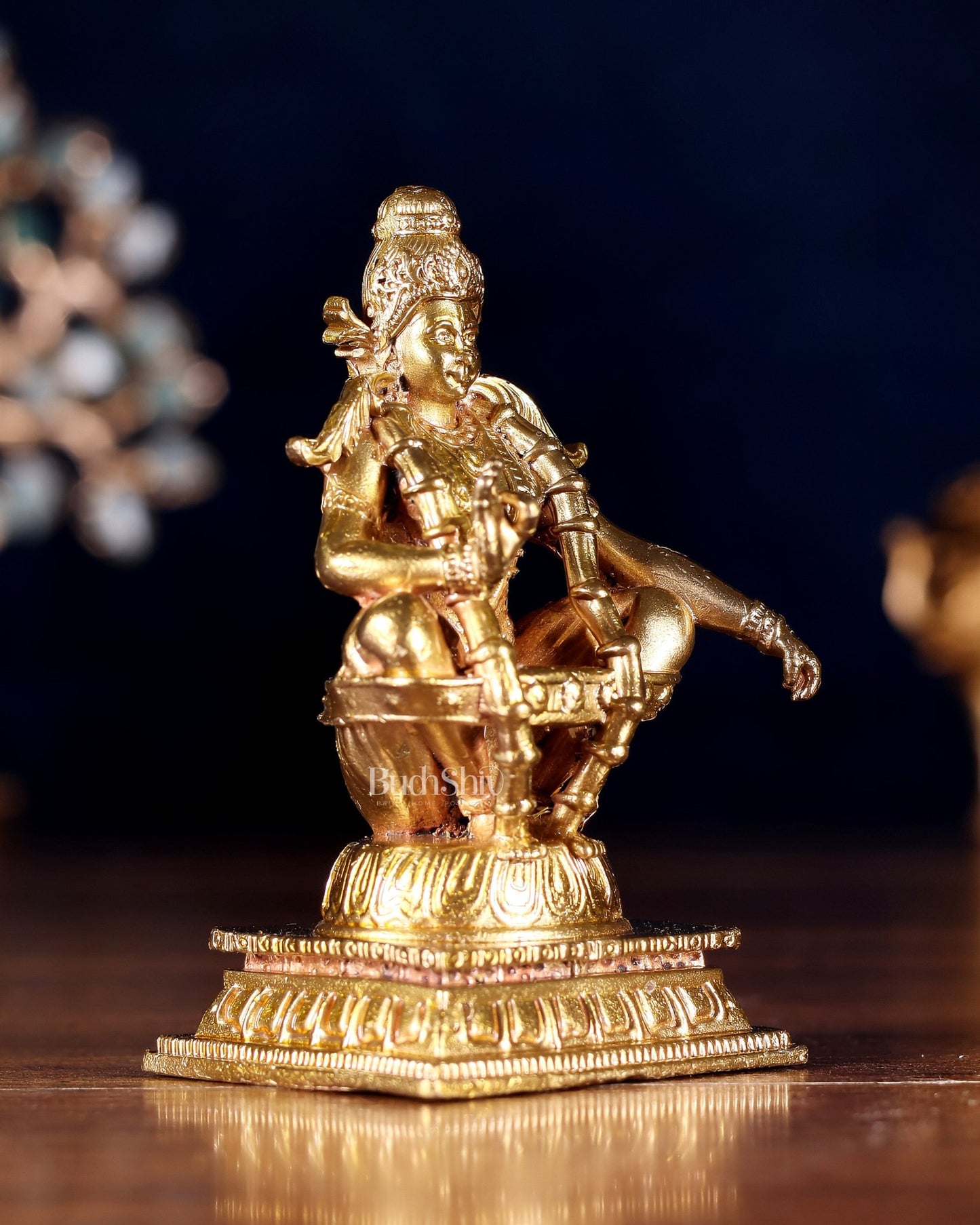 Pure Bronze Ayyappan Swamy Idol | 3" (7.6 cm) Panchaloha Vigraha - Budhshiv.com
