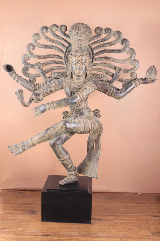 Pure Bronze Dancing Shiva Nataraja – Majestic Large Indonesian Sculpture 48" - Budhshiv.com