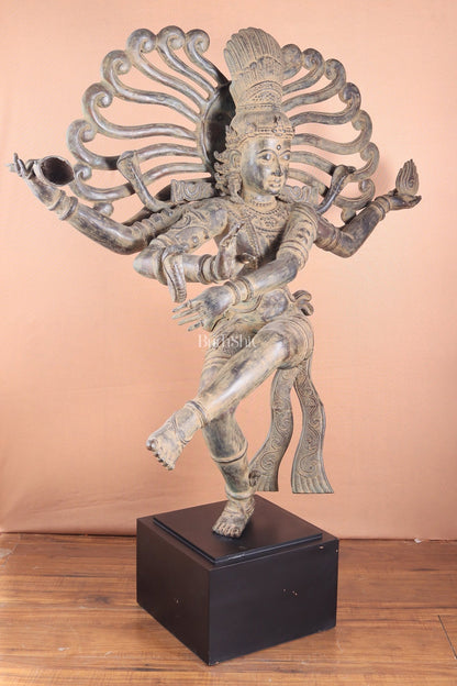 Pure Bronze Dancing Shiva Nataraja – Majestic Large Indonesian Sculpture 48" - Budhshiv.com