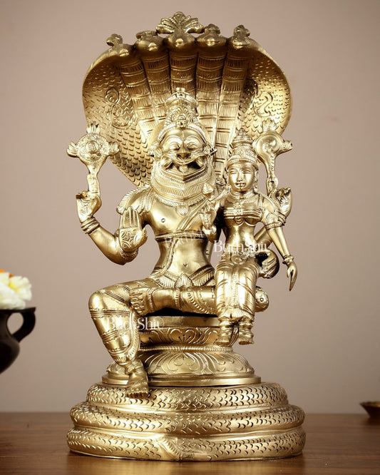 Pure Bronze Lakshmi Narsimha swamy Panchaloha Lost Wax 12 inch - Budhshiv.com