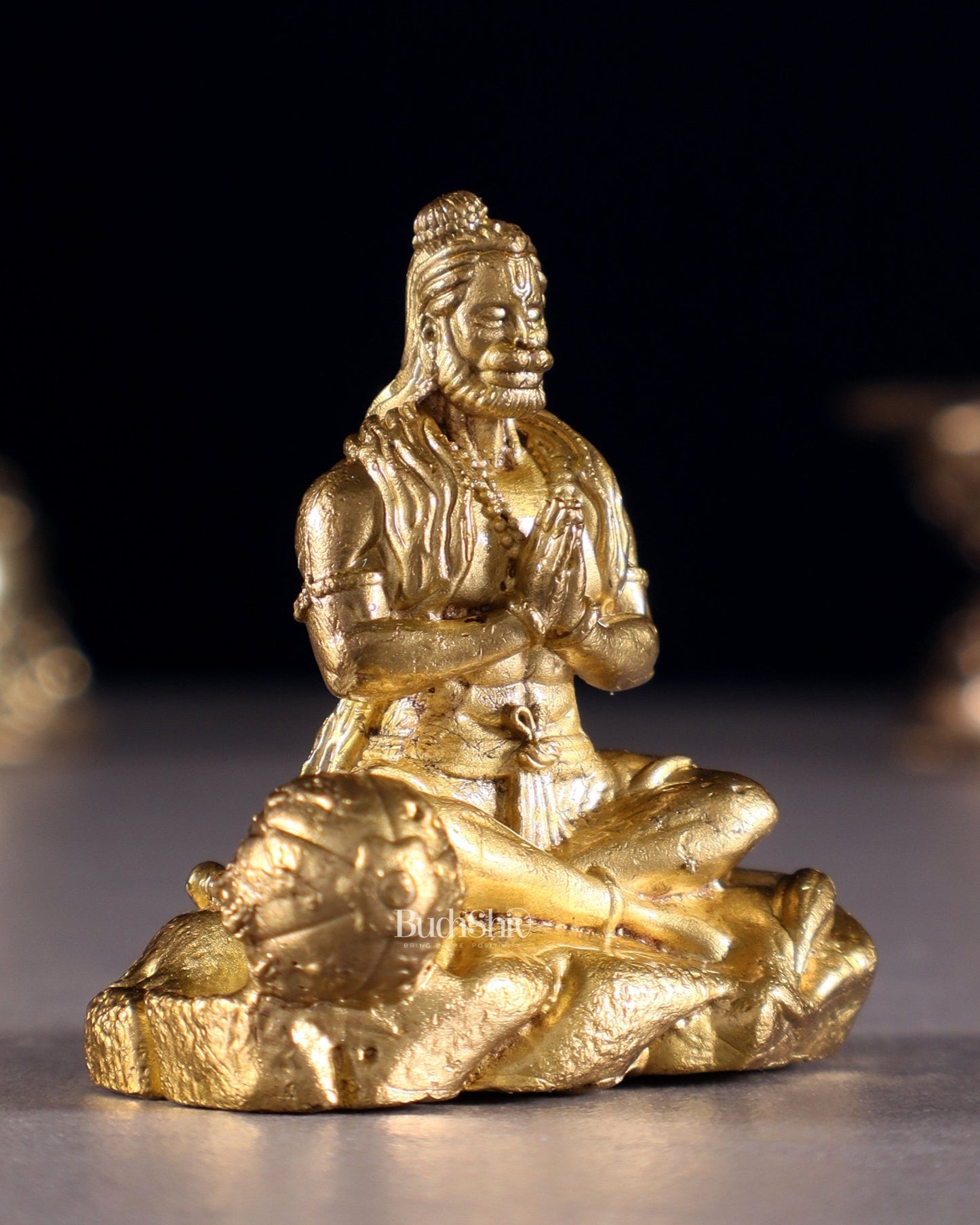 Pure Bronze Panchaloha Miniature Hanuman Idol in Anjali Mudra – 1.5" - Budhshiv.com