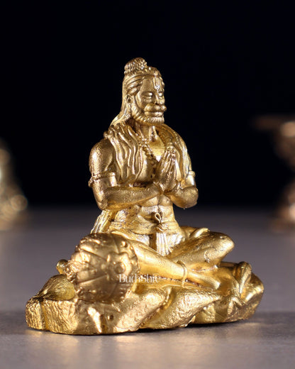 Pure Bronze Panchaloha Miniature Hanuman Idol in Anjali Mudra – 1.5" - Budhshiv.com