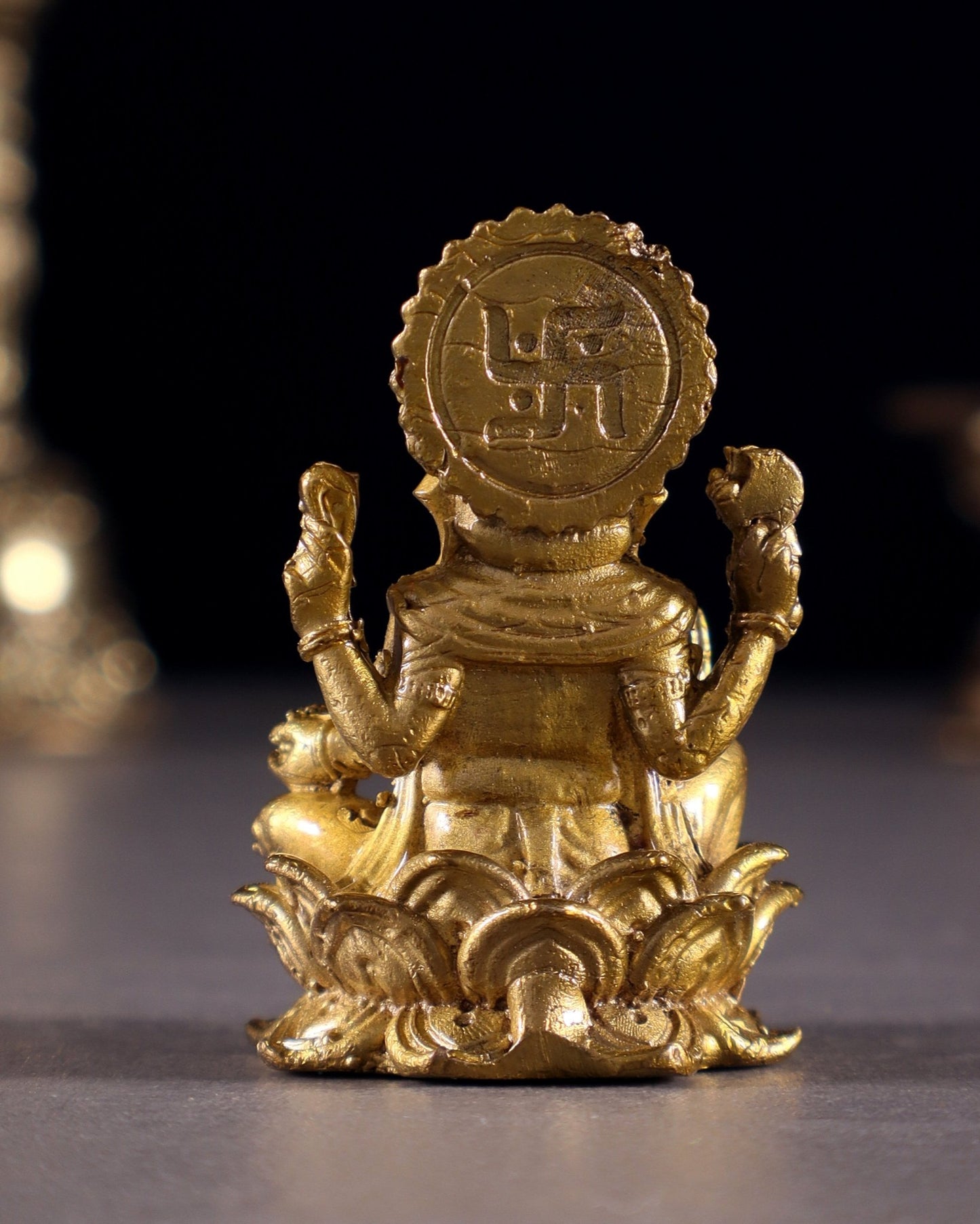 Pure Bronze Panchaloha Miniature Lord Ganesha on Lotus – 1.5" - Budhshiv.com