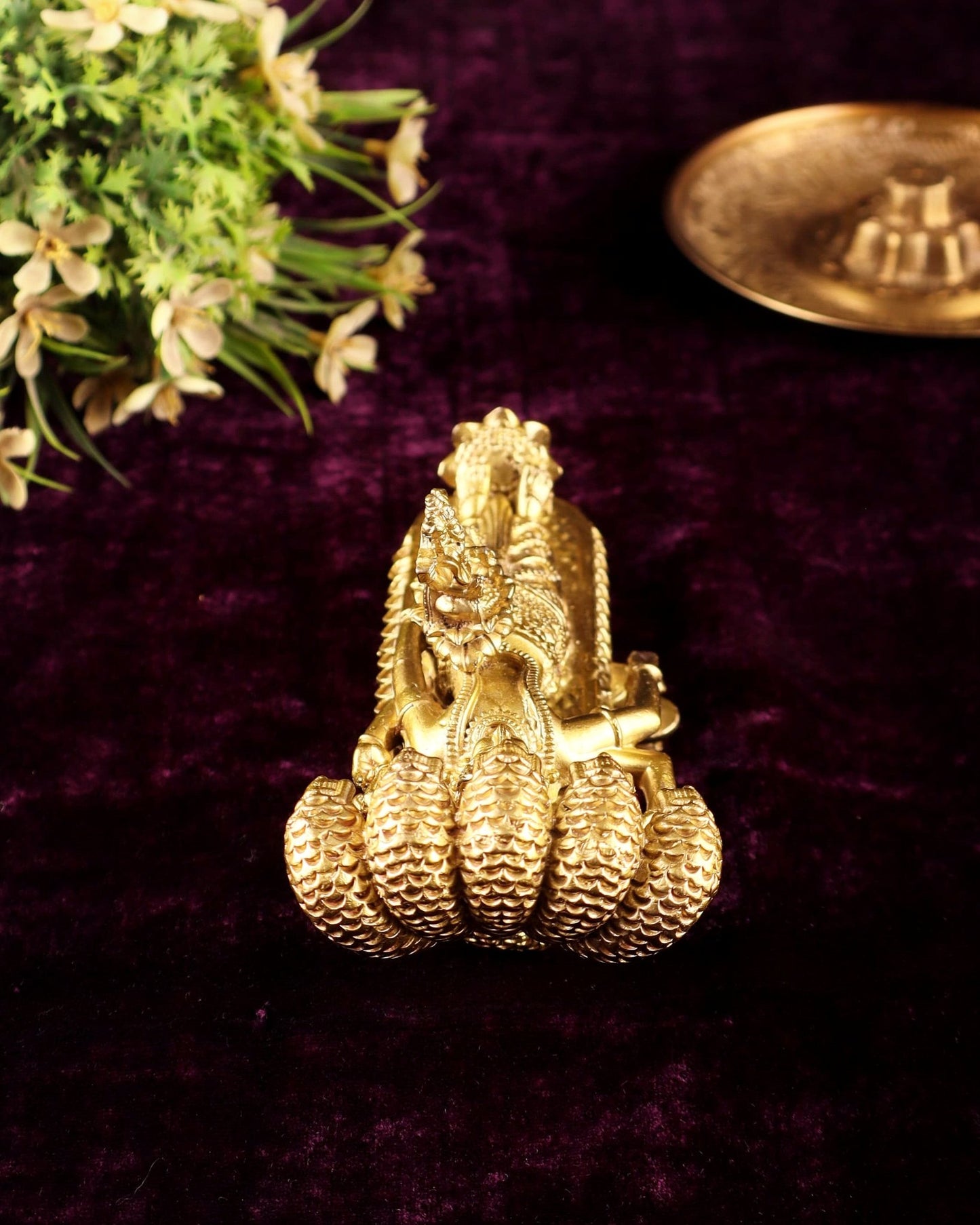 Pure Bronze Panchaloha Padmanabhaswamy Idol – Vishnu Resting on Sheshanaag - Budhshiv.com