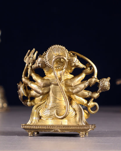 Pure Bronze Panchaloha Panchmukhi Hanuman Idol with Crossed Legs – 2.5" - Budhshiv.com