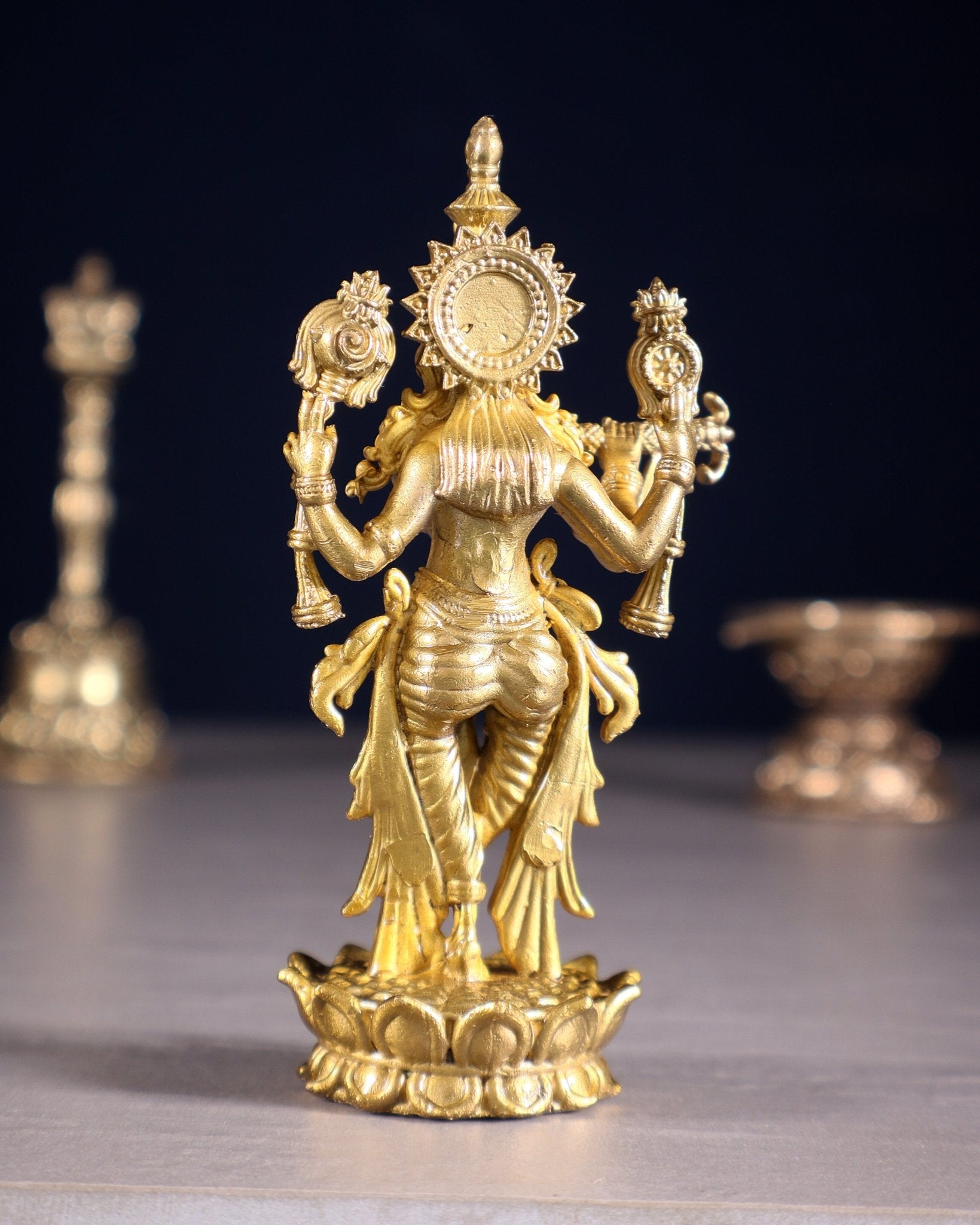 Pure Bronze Panchaloha Vishnu Roopam Krishna Idol - 4" - Budhshiv.com