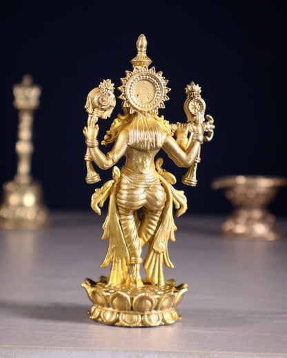Pure Bronze Panchaloha Vishnu Roopam Krishna Idol - 4" - Budhshiv.com