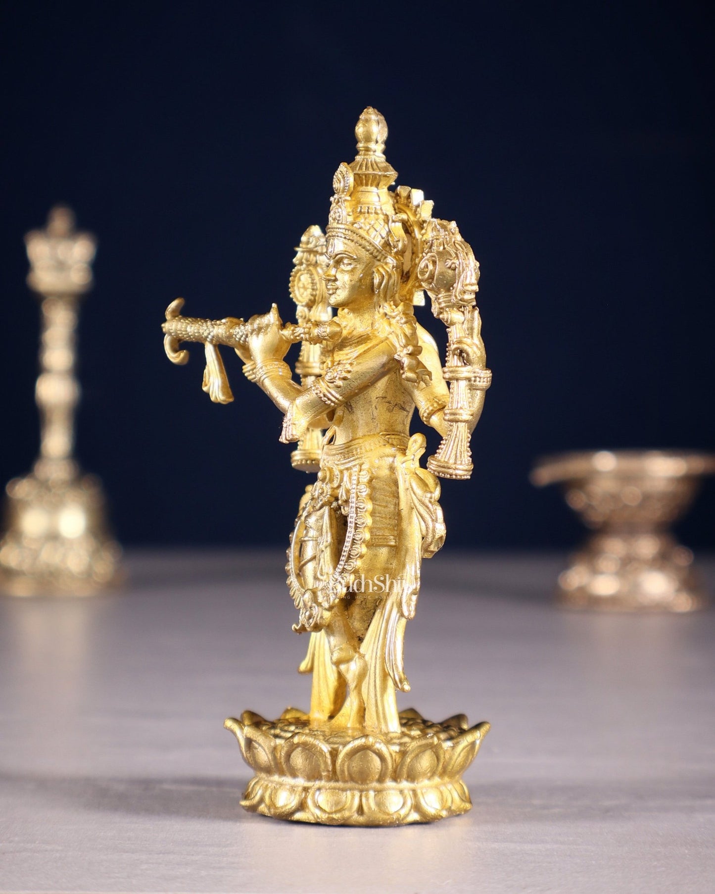 Pure Bronze Panchaloha Vishnu Roopam Krishna Idol - 4" - Budhshiv.com