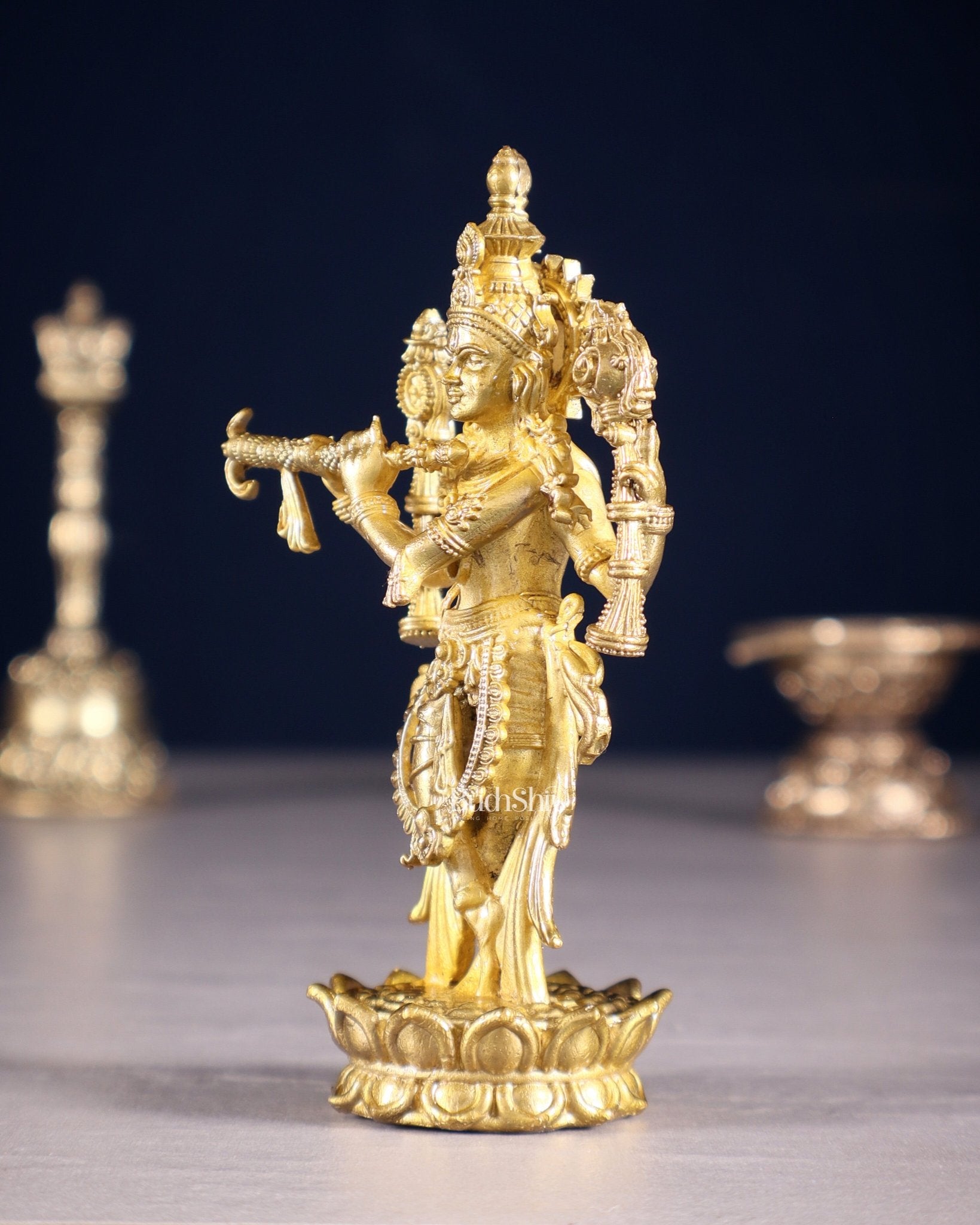 Pure Bronze Panchaloha Vishnu Roopam Krishna Idol - 4" - Budhshiv.com