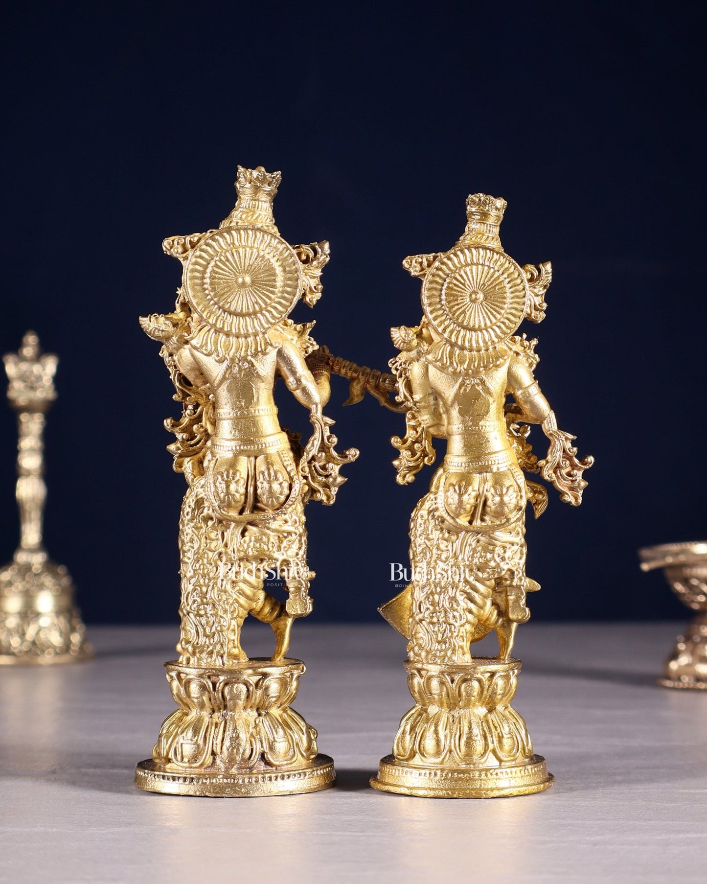 Pure Bronze Radha Krishna Idol | 5" (12.7 cm) Panchaloha Statue - Budhshiv.com