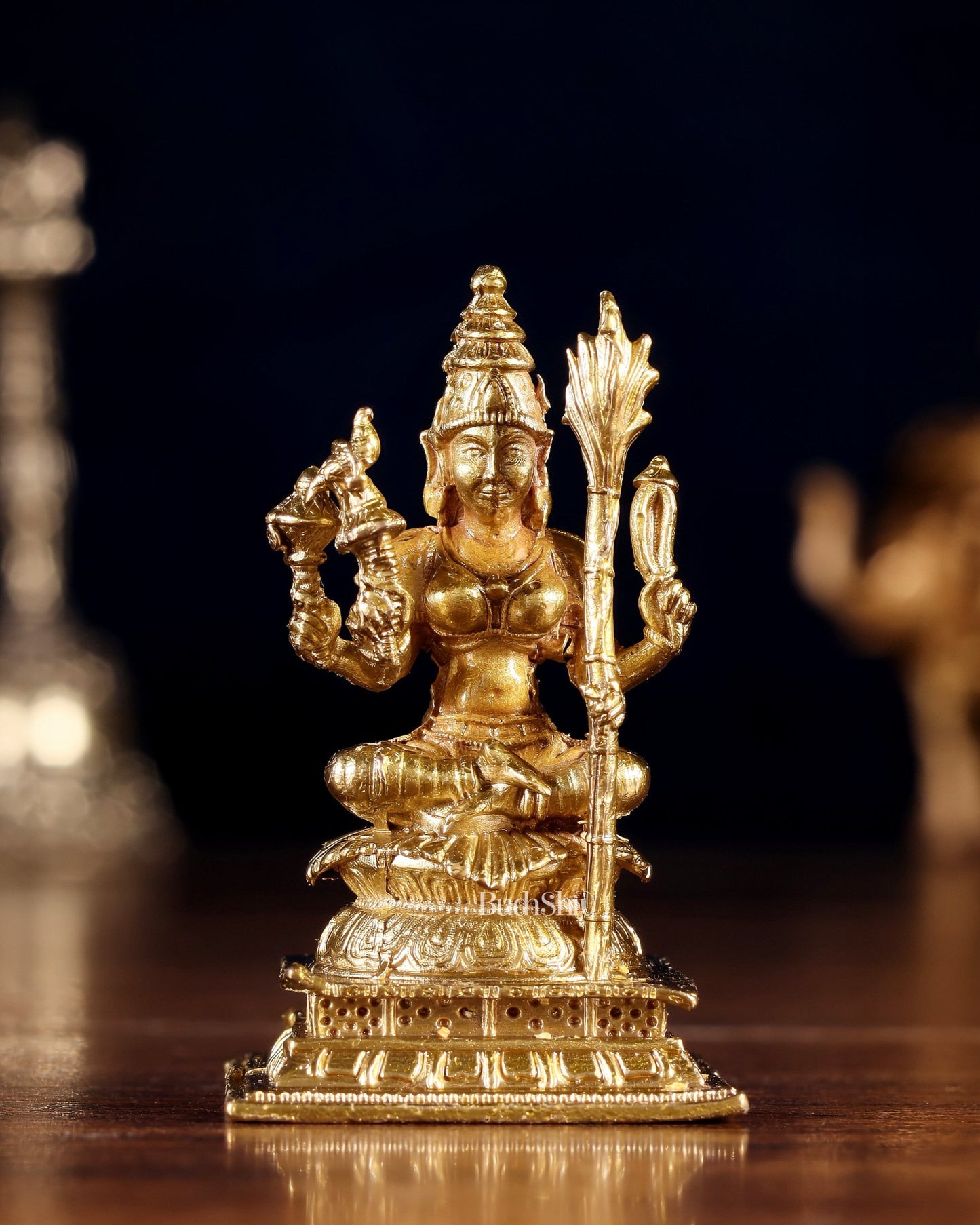 Pure Bronze Rajarajeshwari Lalita Devi Idol | 3" (7.6 cm) Panchaloha Tripura Sundari - Budhshiv.com
