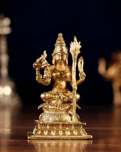 Pure Bronze Rajarajeshwari Lalita Devi Idol | 3" (7.6 cm) Panchaloha Tripura Sundari - Budhshiv.com