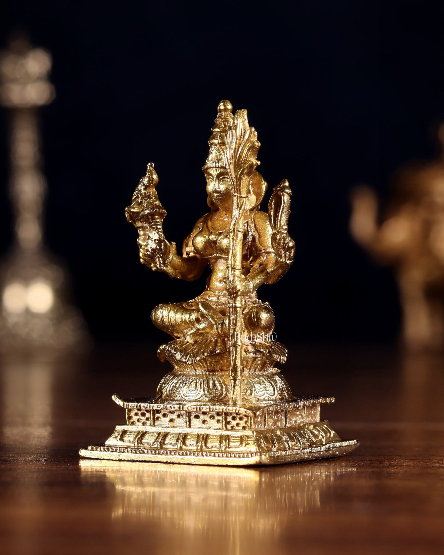 Pure Bronze Rajarajeshwari Lalita Devi Idol | 3" (7.6 cm) Panchaloha Tripura Sundari - Budhshiv.com