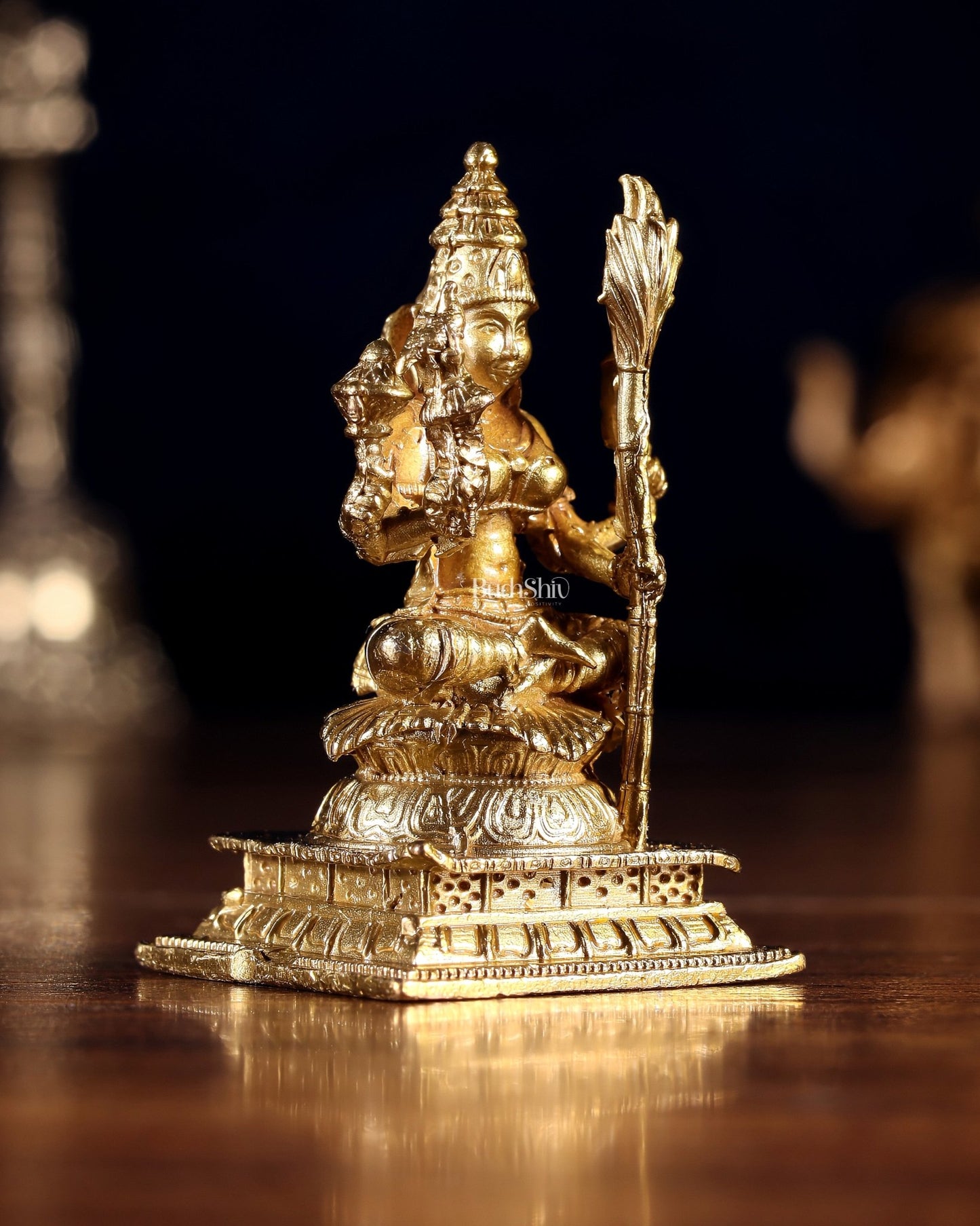 Pure Bronze Rajarajeshwari Lalita Devi Idol | 3" (7.6 cm) Panchaloha Tripura Sundari - Budhshiv.com