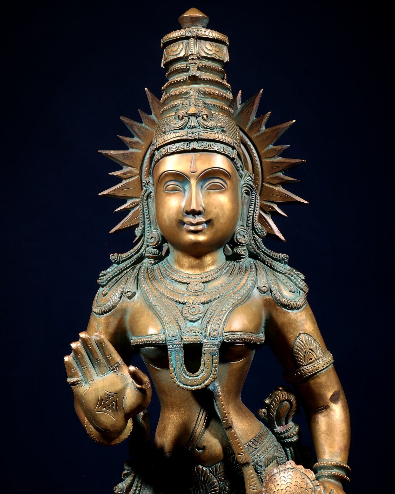 Pure Bronze Ram Sita Statues – Chola Patina Finish 31" - Budhshiv.com
