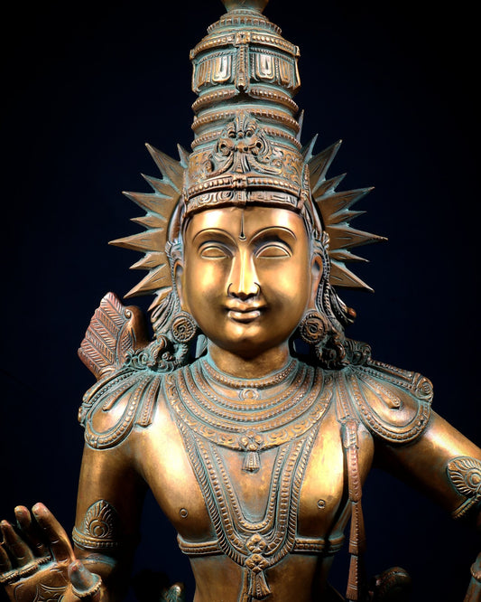 Pure Bronze Ram Sita Statues – Chola Patina Finish 31" - Budhshiv.com