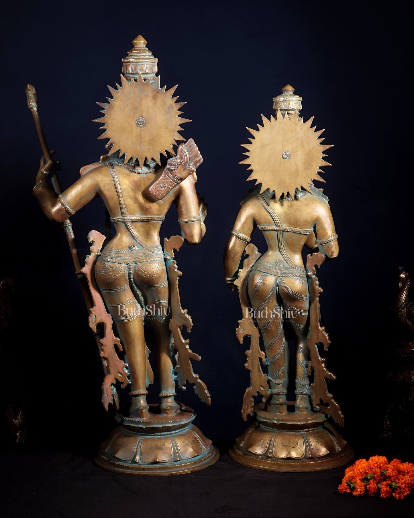Pure Bronze Ram Sita Statues – Chola Patina Finish 31" - Budhshiv.com