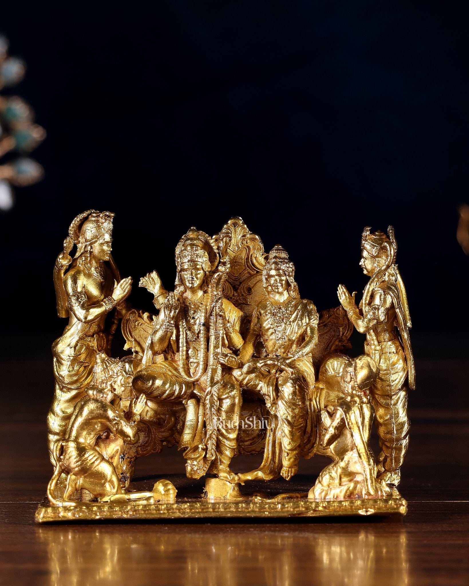 Pure Bronze Ramapatabhishekam Ram Darbar Idol | 2.75" (7 cm) Panchaloha Statue - Budhshiv.com