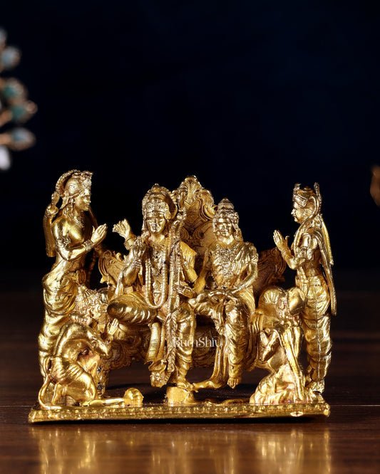 Pure Bronze Ramapatabhishekam Ram Darbar Idol | 2.75" (7 cm) Panchaloha Statue - Budhshiv.com