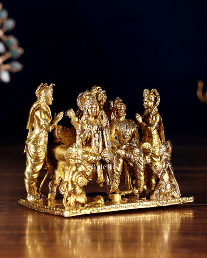 Pure Bronze Ramapatabhishekam Ram Darbar Idol | 2.75" (7 cm) Panchaloha Statue - Budhshiv.com